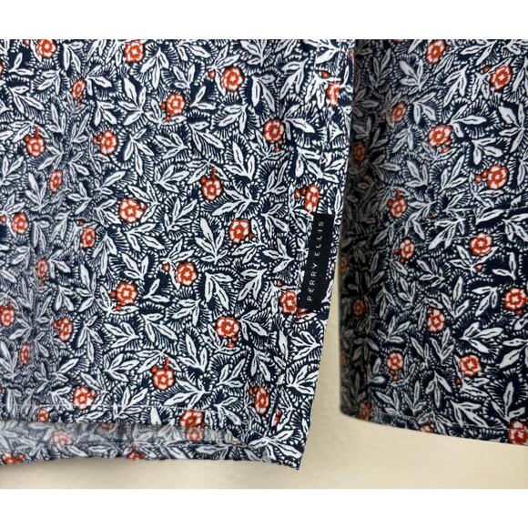 NWT Perry Ellis 100% Cotton Slim Fit Dress Shirt Size Large In Eclipse - Picture 4 of 10